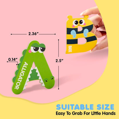 JOYIN Magnetic Letters, Animal Alphabet Fridge Magnets for Toddlers 3 4 5 Years Old, 26 Uppercase Refrigerator Magnets, Large Size ABC Educational Spelling Learning Toys for Kids