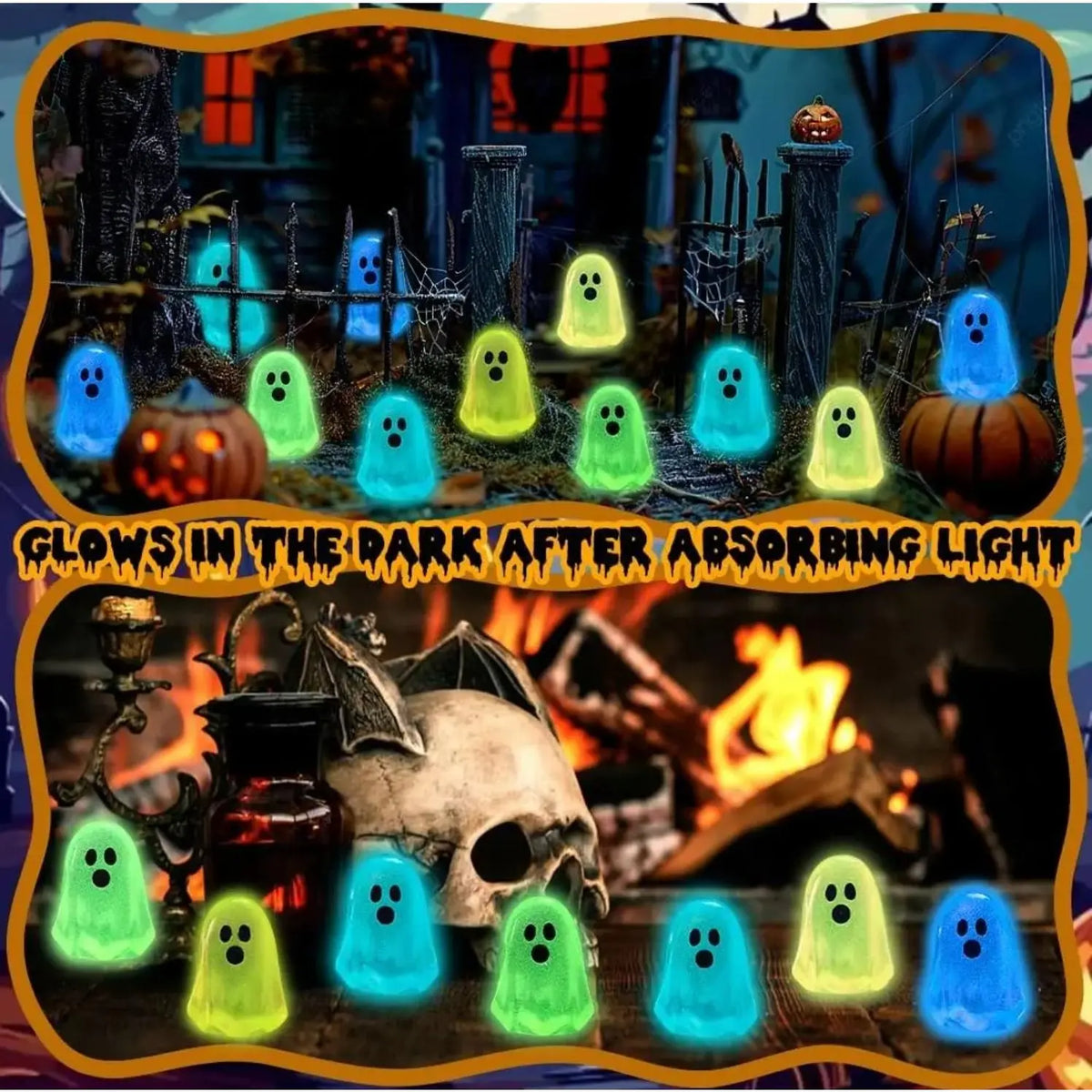 Glow-in-the-Dark Resin Collectible Figure Ornaments (Multiple Packs) - Cute Ghost Smooth Miniatures, Room Decor Statue, Statues for Home Decor, Halloween Desktop Accent