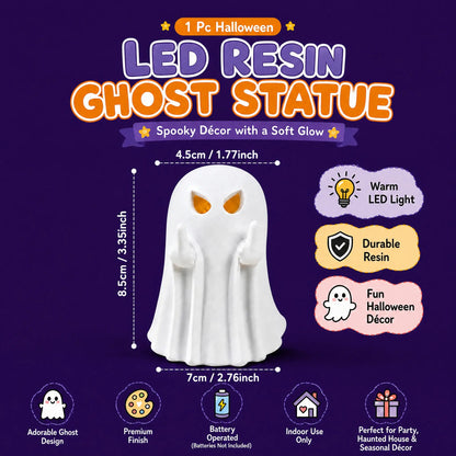 1-Piece Light-Up Halloween Ghost Figurine (2.76*3.35in) - Cute Spooky Statue, Home Decor Gift for Indoor Use (Desk, Office)