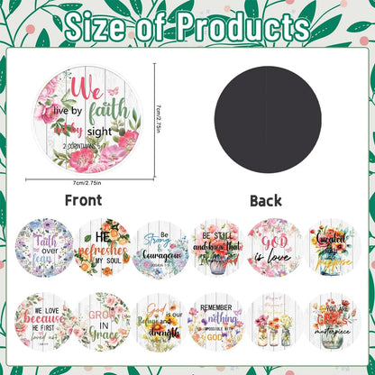 Bible Verses Fridge Magnets Set - 20Pcs Floral Christian Religious Refrigerator Magnets Inspirational Scripture Magnetic Decorations Refrigerator Stickers for Home Fridge Office Kitchen Locker