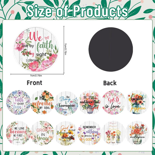 Bible Verses Fridge Magnets Set - 20Pcs Floral Christian Religious Refrigerator Magnets Inspirational Scripture Magnetic Decorations Refrigerator Stickers for Home Fridge Office Kitchen Locker
