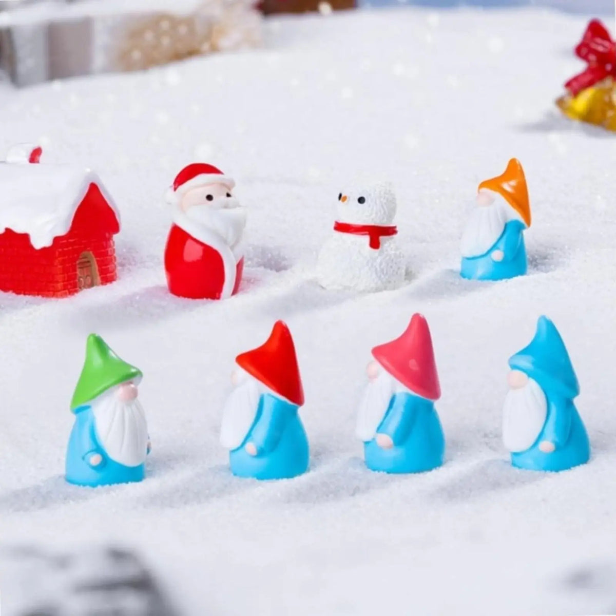 9PCS Mini Gnome Figurines Miniature Gnome Figurines Resin Miniature Gnomes Statues Table Decorative Centerpiece for Fairy Garden Shelf Table Home Plant Pots Decor