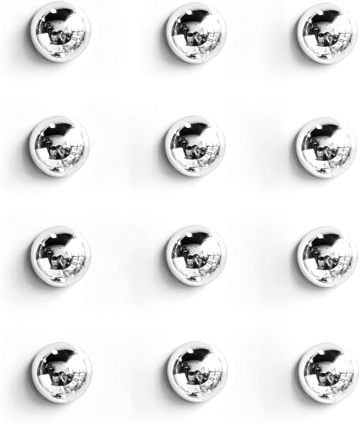 Silver Fridge Magnets 12PCS Small Round Magnet for Refrigerator