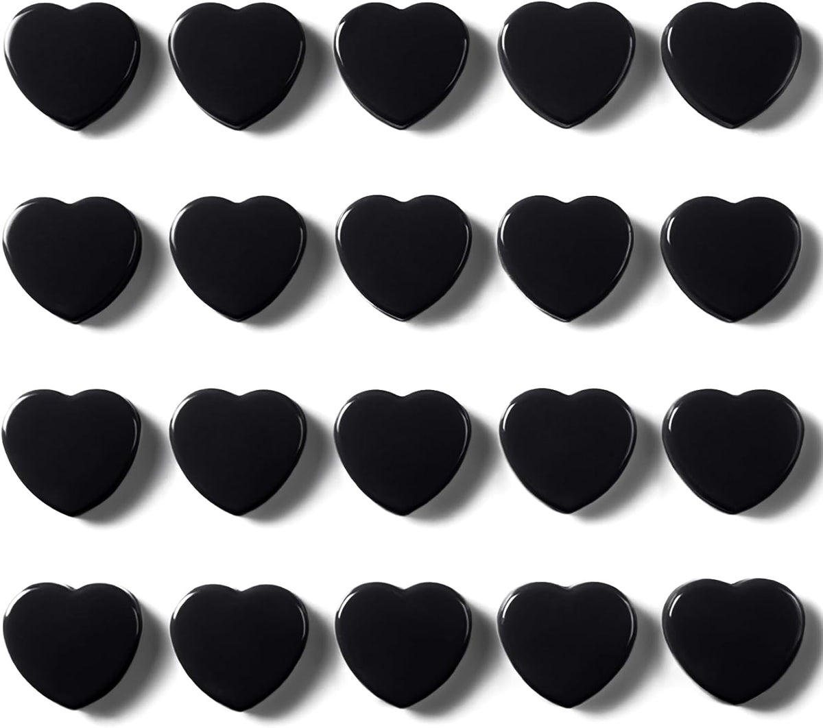 Fridge Magnets - 20PCS Cute Refrigerator Magnets, Decorative Mini Strong Magnets for Whiteboard, Locker, Photo & Map - Black Small Heavy Duty Magnet for Home Office School Kitchen (Heart)