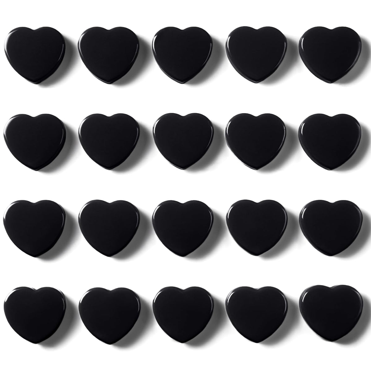Fridge Magnets - 20PCS Cute Refrigerator Magnets, Decorative Mini Strong Magnets for Whiteboard, Locker, Photo & Map - Black Small Heavy Duty Magnet for Home Office School Kitchen (Heart)