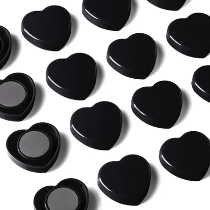 Fridge Magnets - 20PCS Cute Refrigerator Magnets, Decorative Mini Strong Magnets for Whiteboard, Locker, Photo & Map - Black Small Heavy Duty Magnet for Home Office School Kitchen (Heart)