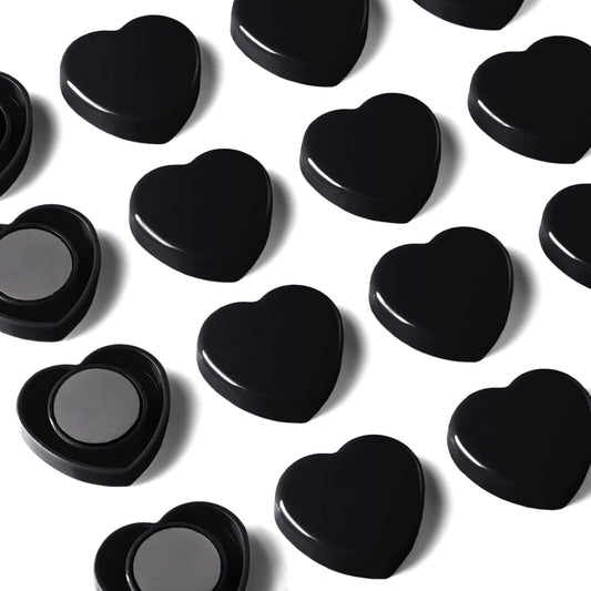Fridge Magnets - 20PCS Cute Refrigerator Magnets, Decorative Mini Strong Magnets for Whiteboard, Locker, Photo & Map - Black Small Heavy Duty Magnet for Home Office School Kitchen (Heart)