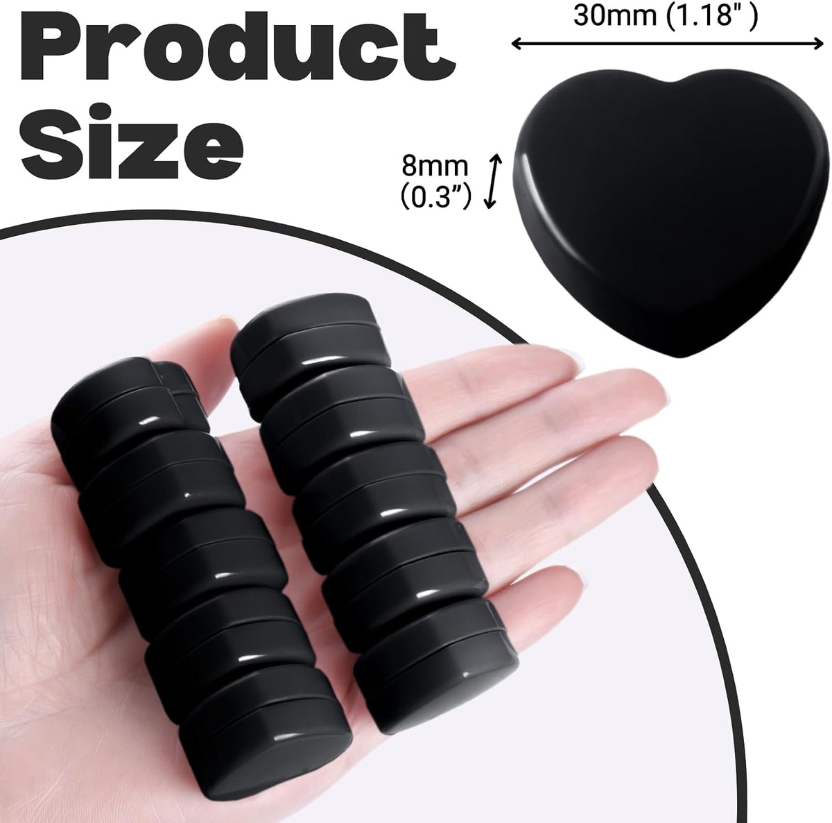 Fridge Magnets - 20PCS Cute Refrigerator Magnets, Decorative Mini Strong Magnets for Whiteboard, Locker, Photo & Map - Black Small Heavy Duty Magnet for Home Office School Kitchen (Heart)