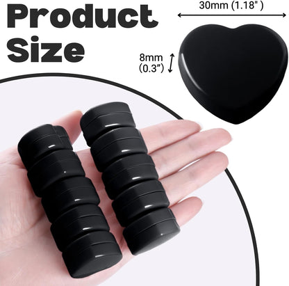 Fridge Magnets - 20PCS Cute Refrigerator Magnets, Decorative Mini Strong Magnets for Whiteboard, Locker, Photo & Map - Black Small Heavy Duty Magnet for Home Office School Kitchen (Heart)