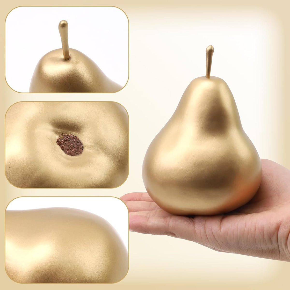 6pcs Fake Gold Pear Decoration,Realistic Artificial Gold Fruit