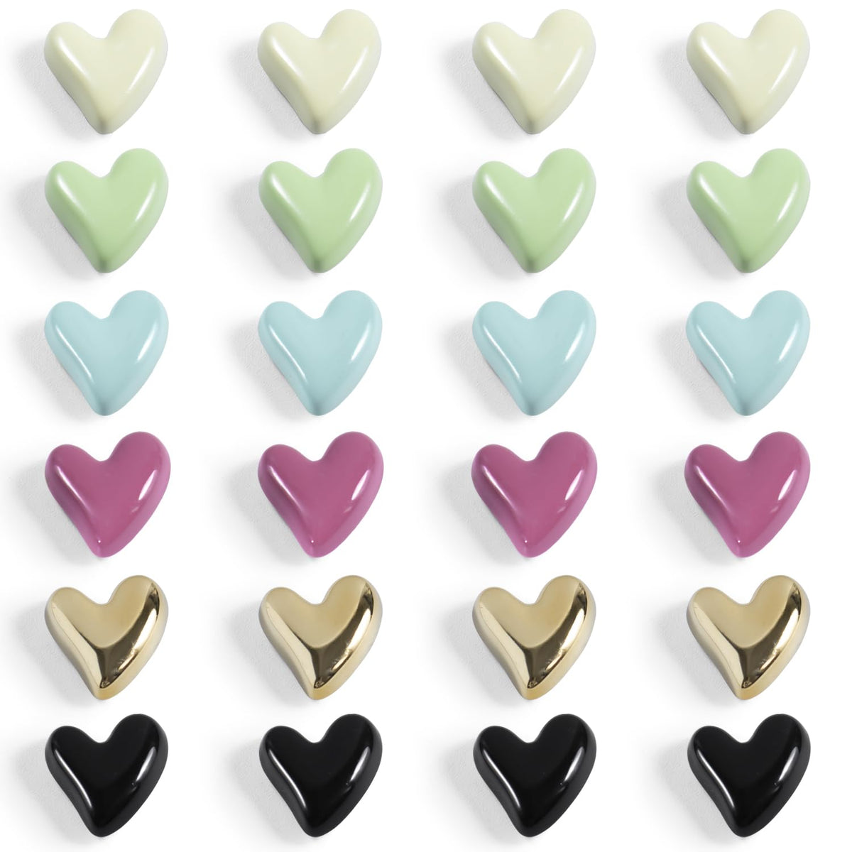 22Pcs Fridge Magnets,Cute Love Heart Decorative Magnets, Refrigerator Magnets for Whiteboard Cabinet Locker,Strong Holding Power,Gold