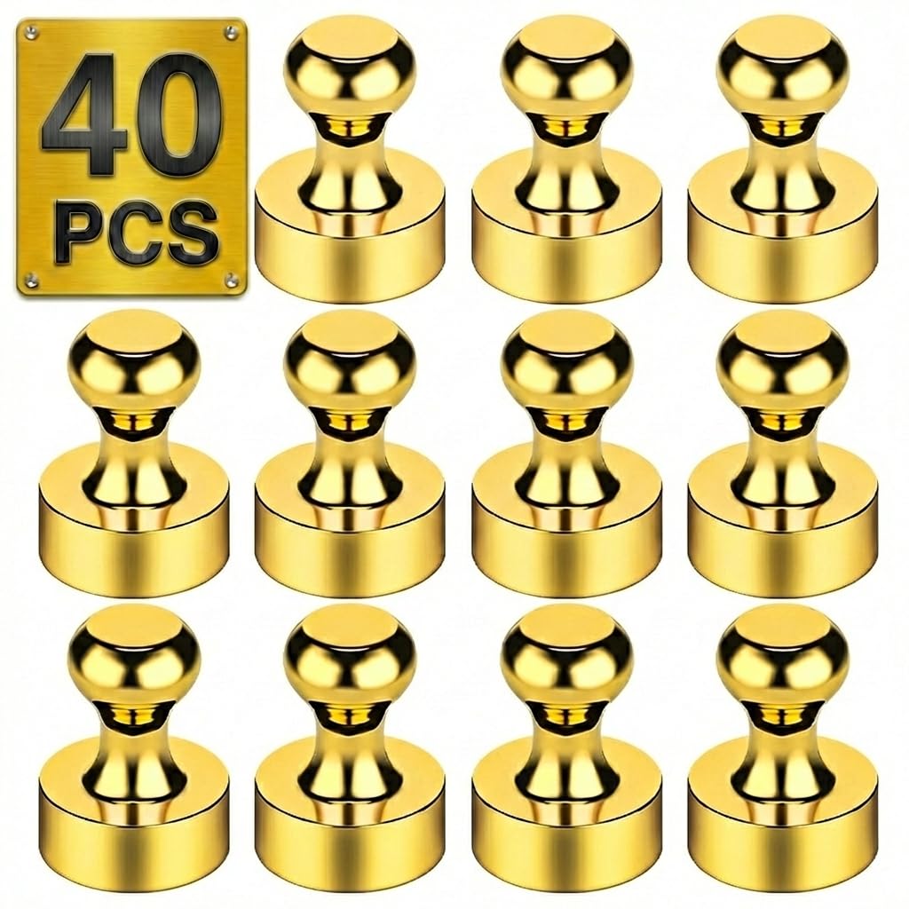 Metallic Magnets, Refrigerator Magnets, 20 Pack Black Magnetic Push Pins, Strong Fridge Magnets, Multi-use Whiteboard Magnets Perfect for Kitchen Office Classroom