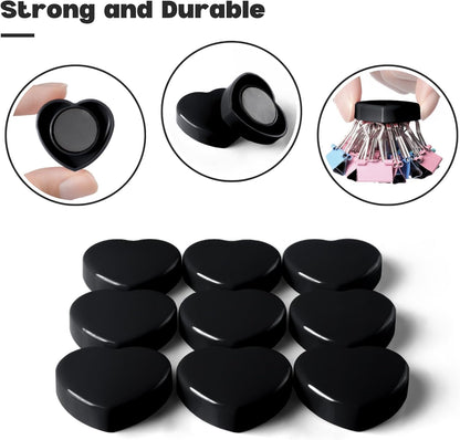 Fridge Magnets - 20PCS Cute Refrigerator Magnets, Decorative Mini Strong Magnets for Whiteboard, Locker, Photo & Map - Black Small Heavy Duty Magnet for Home Office School Kitchen (Heart)