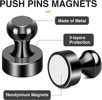 MIKEDE 30Pcs Fridge Magnets Refrigerator Magnet Strong for Pictures, Black