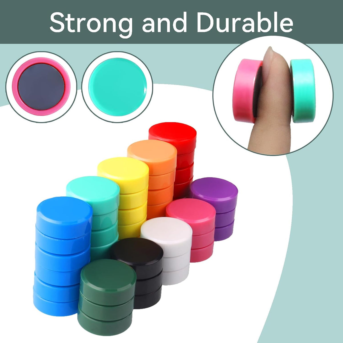 Fridge Magnets, 20PCS 10 Colors Mini Round Heavy Duty for Whiteboard