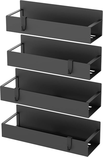 HuggieGems Metal Magnetic Spice Rack for Refrigerator Black, 4 Pack