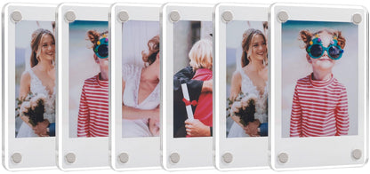 SUNEZLGO 15 Pack Acrylic Fridge Magnetic Frame for Polaroid, 2.36x3.54 In Mini Picture Frames for Fujifilm Instax Mini, Double Sided Photo Refrigerator Magnet Picture Frame Clear Picture Display Frame