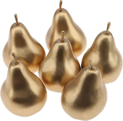 6pcs Fake Gold Pear Decoration,Realistic Artificial Gold Fruit