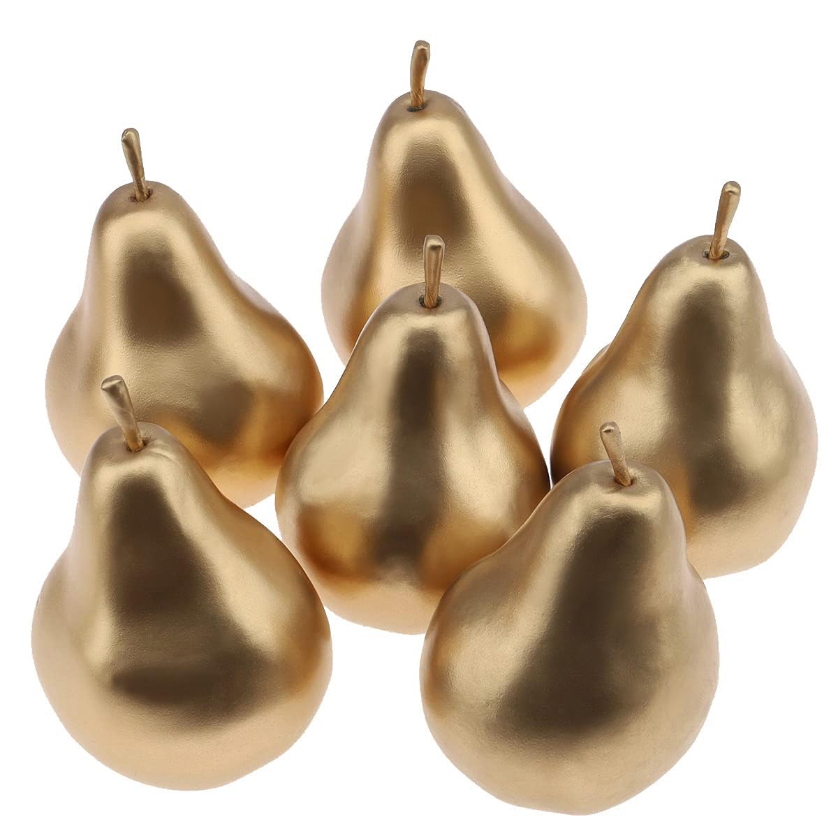 6pcs Fake Gold Pear Decoration,Realistic Artificial Gold Fruit