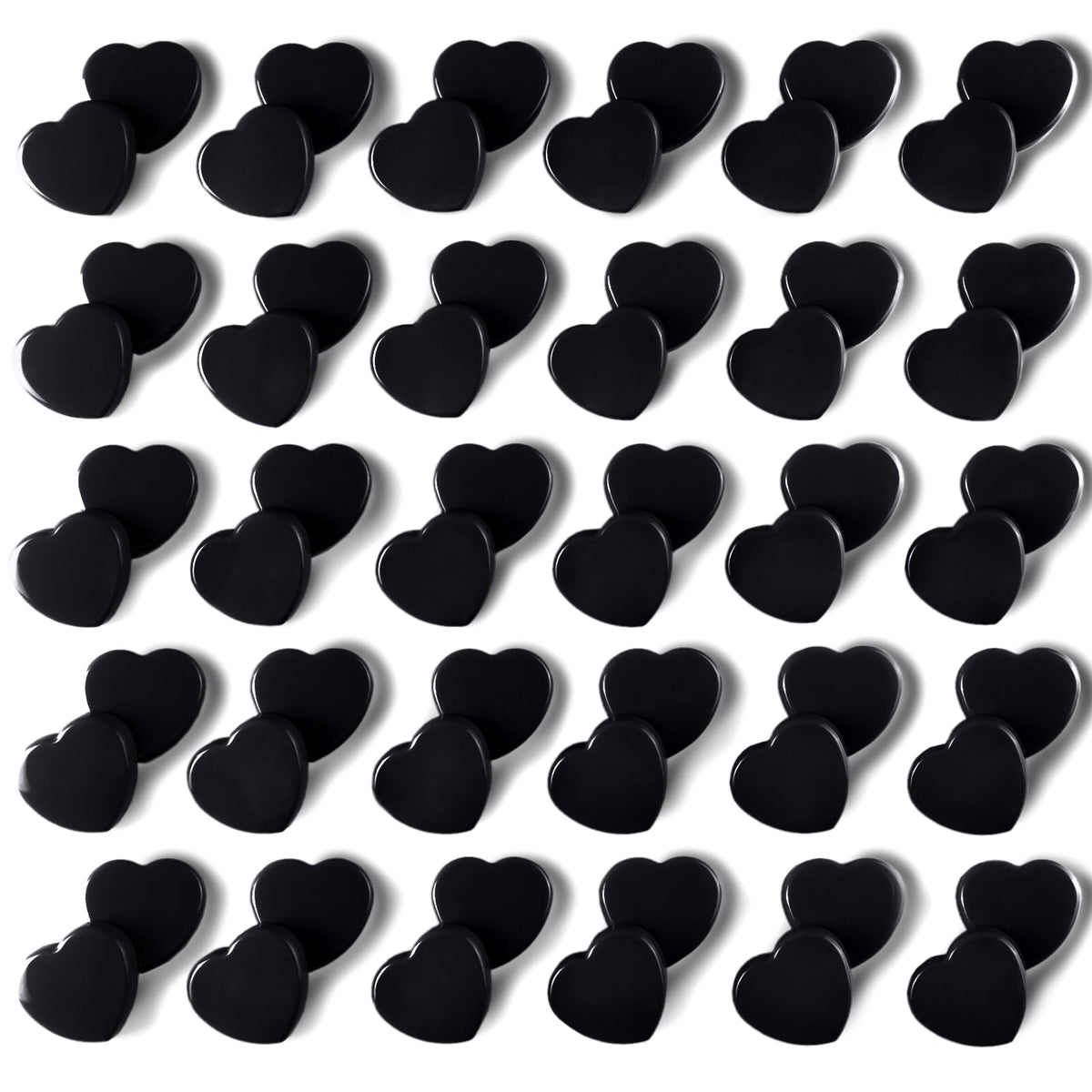 Fridge Magnets - 20PCS Cute Refrigerator Magnets, Decorative Mini Strong Magnets for Whiteboard, Locker, Photo & Map - Black Small Heavy Duty Magnet for Home Office School Kitchen (Heart)