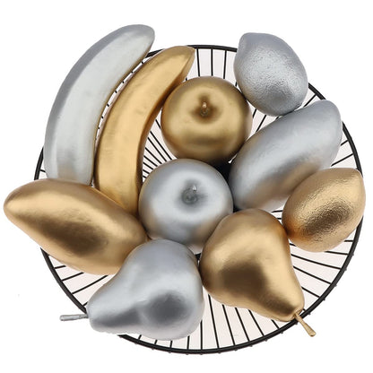 6pcs Fake Gold Pear Decoration,Realistic Artificial Gold Fruit