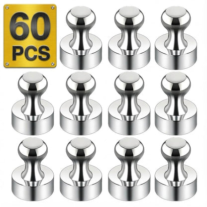 Metallic Magnets, Refrigerator Magnets, 20 Pack Black Magnetic Push Pins, Strong Fridge Magnets, Multi-use Whiteboard Magnets Perfect for Kitchen Office Classroom