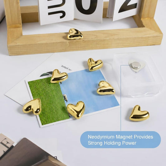 22Pcs Fridge Magnets,Cute Love Heart Decorative Magnets, Refrigerator Magnets for Whiteboard Cabinet Locker,Strong Holding Power,Gold