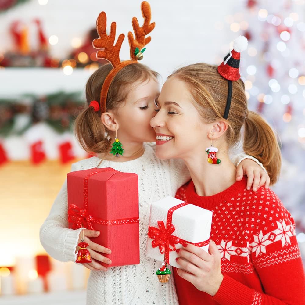 JOICEE 40PCS Mini Christmas Tree Hanging Ornaments Tiny Resin Decorations