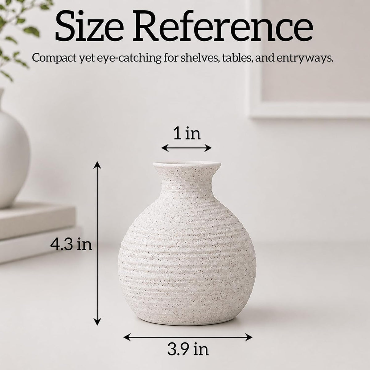 Nawaza Ceramic Flower Vase White Small Farmhouse Table Decor Vase V14