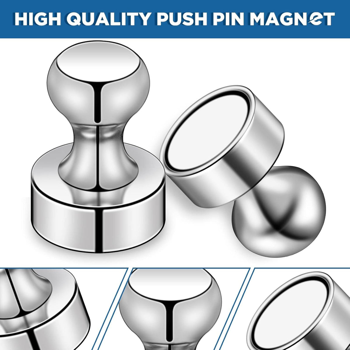 LOVIMAG Fridge Magnets 20 Pack Magnet Refrigerator Locker Whiteboard Silver
