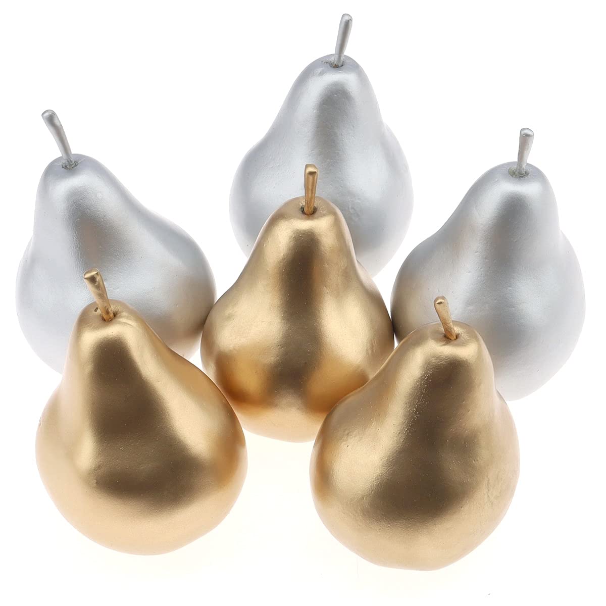 6pcs Fake Gold Pear Decoration,Realistic Artificial Gold Fruit