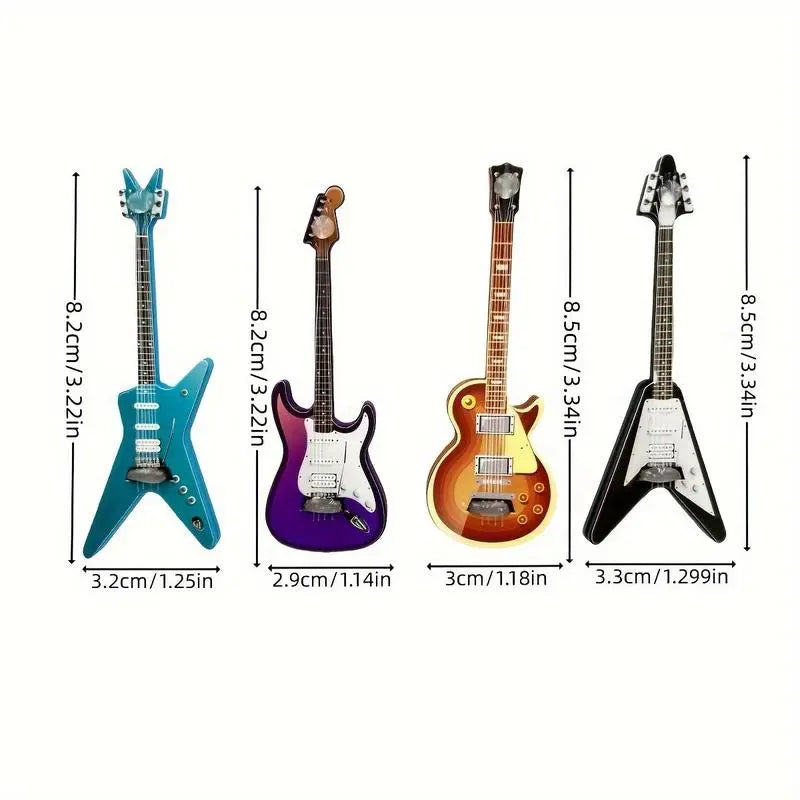 Guitar Shaped Fridge Magnet, 4 Counts/set Cute Guitar Design Fridge Magnet, Home Decor for Kitchen Office, Kitchen Utensils