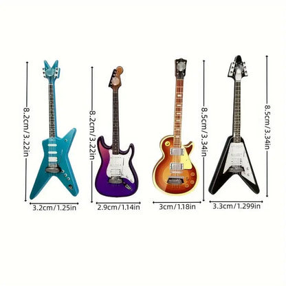 Guitar Shaped Fridge Magnet, 4 Counts/set Cute Guitar Design Fridge Magnet, Home Decor for Kitchen Office, Kitchen Utensils
