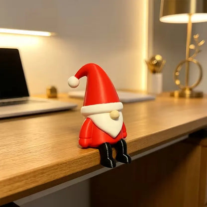 Dwarf Santa Claus Sitting Statue, Mini Christmas Ornament, Cute Ornament, Ideal for Bookshelf Edge, Office Desk, Home Desktop Decor
