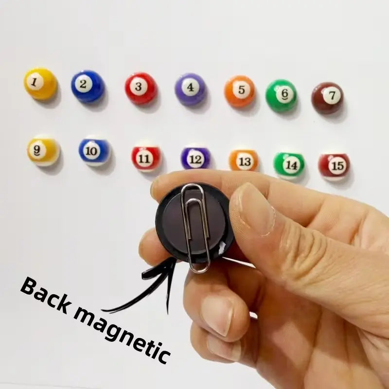 15pcs Billiard Ball Shape Magnetic Refrigerator Magnets, Adhesive for Metal Surfaces, Perfect for Photos, Notes, Paper, Decorative Storage Solution, Fridge Magnet Set
