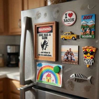 Funny Fridge Magnet - Strong Neodymium Magnet with Retro Wood Frame - for Kitchen, Office Whiteboard & Locker Decor - Humorous Gift for Monkey Lovers & Coworkers