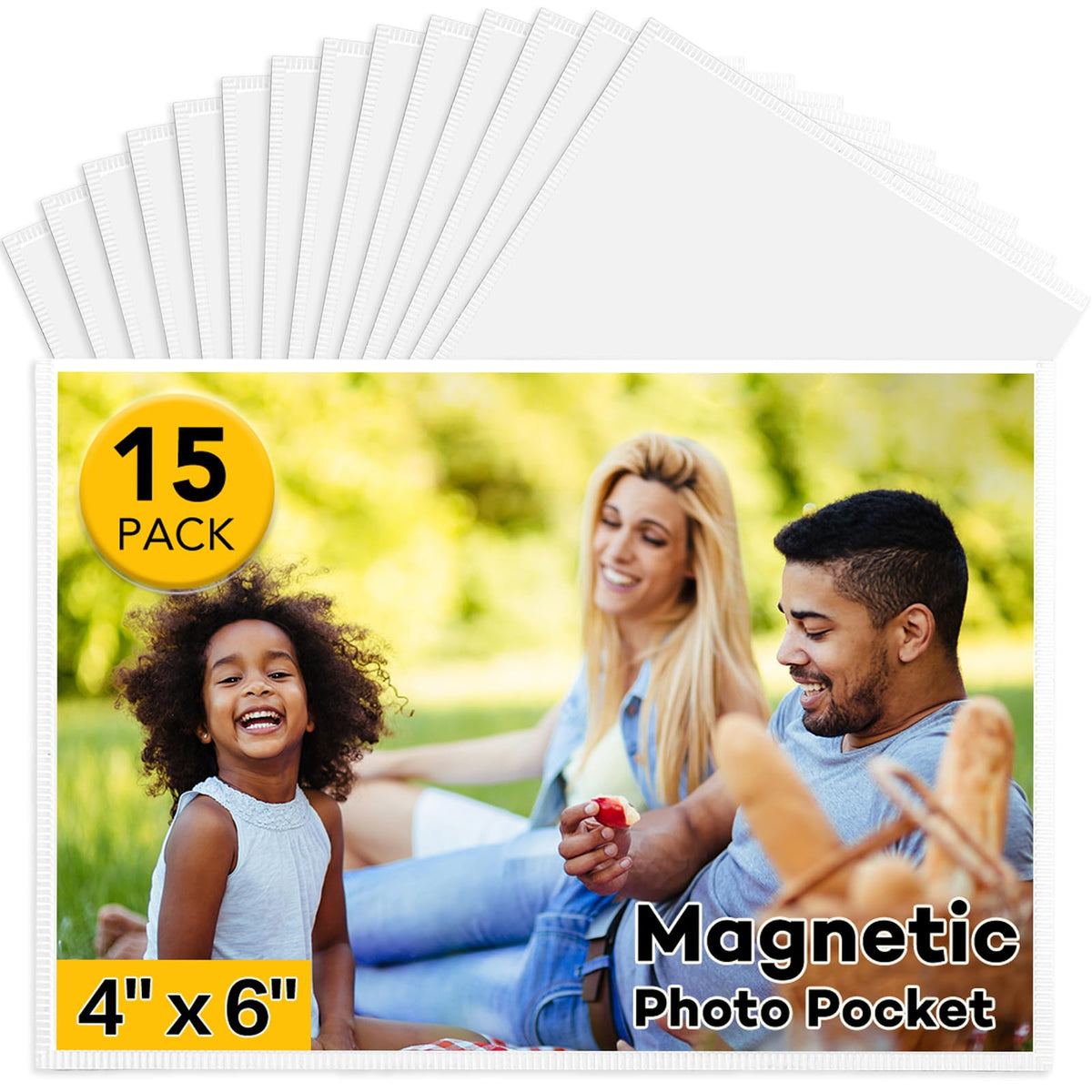 YixangDD 15 Pack Magnetic Picture Frames for Refrigerator, 4x6 Inch, Black