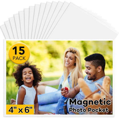 YixangDD 15 Pack Magnetic Picture Frames for Refrigerator, 4x6 Inch, Black