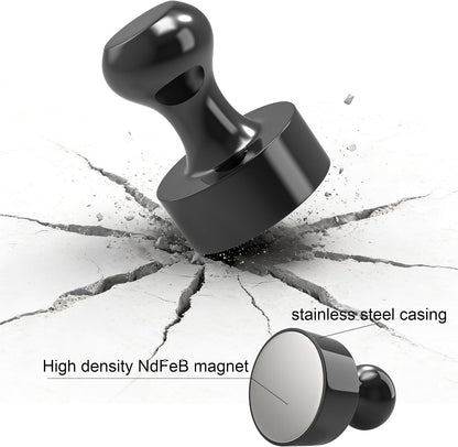 Metallic Magnets, Refrigerator Magnets, 20 Pack Black Magnetic Push Pins, Strong Fridge Magnets, Multi-use Whiteboard Magnets Perfect for Kitchen Office Classroom