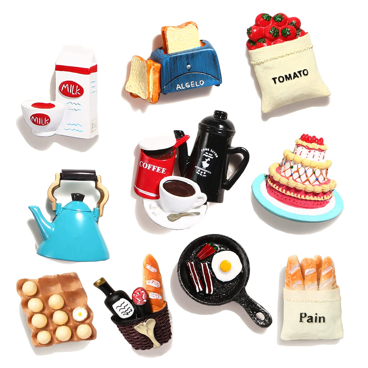 Cute Food Fridge Magnets for Fridge Cute Magnet Refrigerator Stickers for Kitchen Magnet Decorative Fun Strong Resin Magnets Home Decor Office 7PACK
