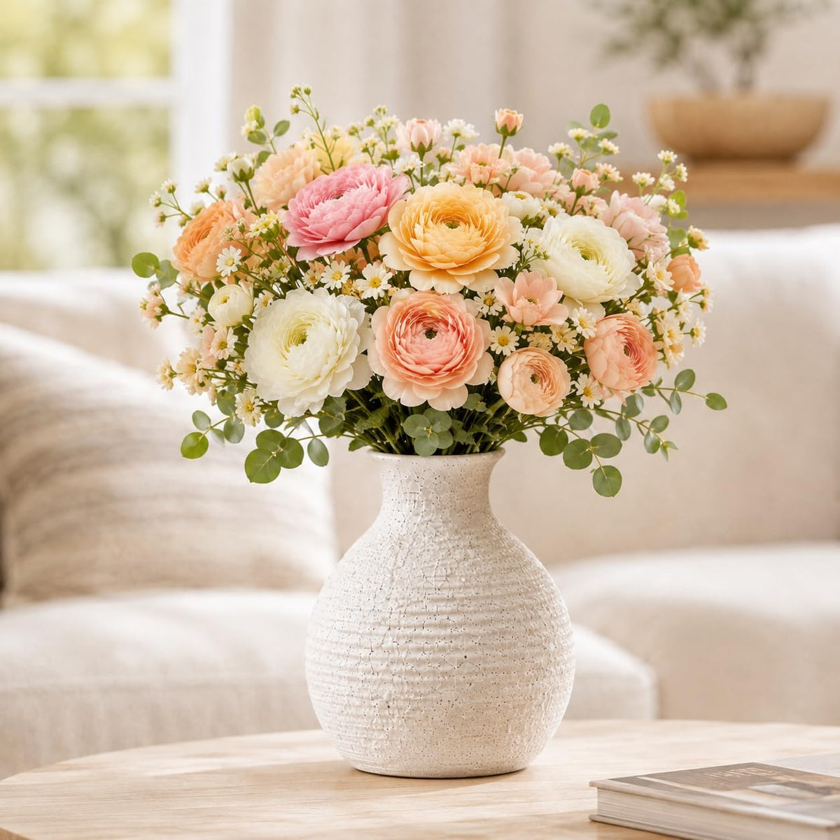Nawaza Ceramic Flower Vase White Small Farmhouse Table Decor Vase V14