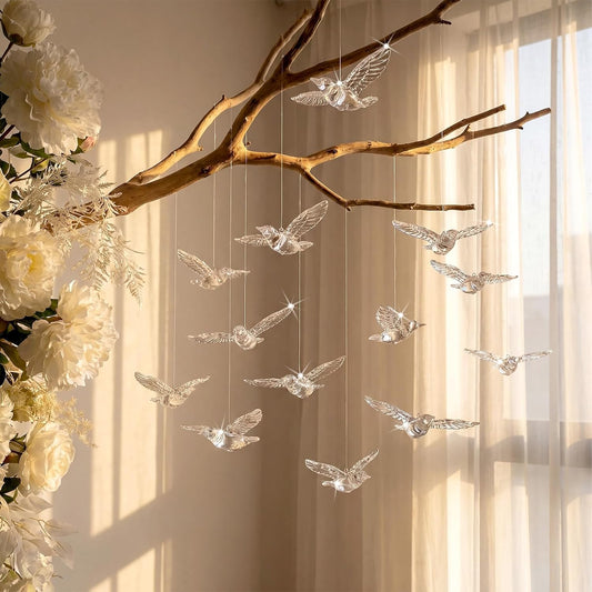 Novabright 30 Pcs Hummingbird Hanging Ornaments Acrylic Crystal Hummingbird Wedding Decor Suncatchers Hanging Ceiling Decor Bird Figurines Ornaments for Trees Wedding Stage Home Decoration