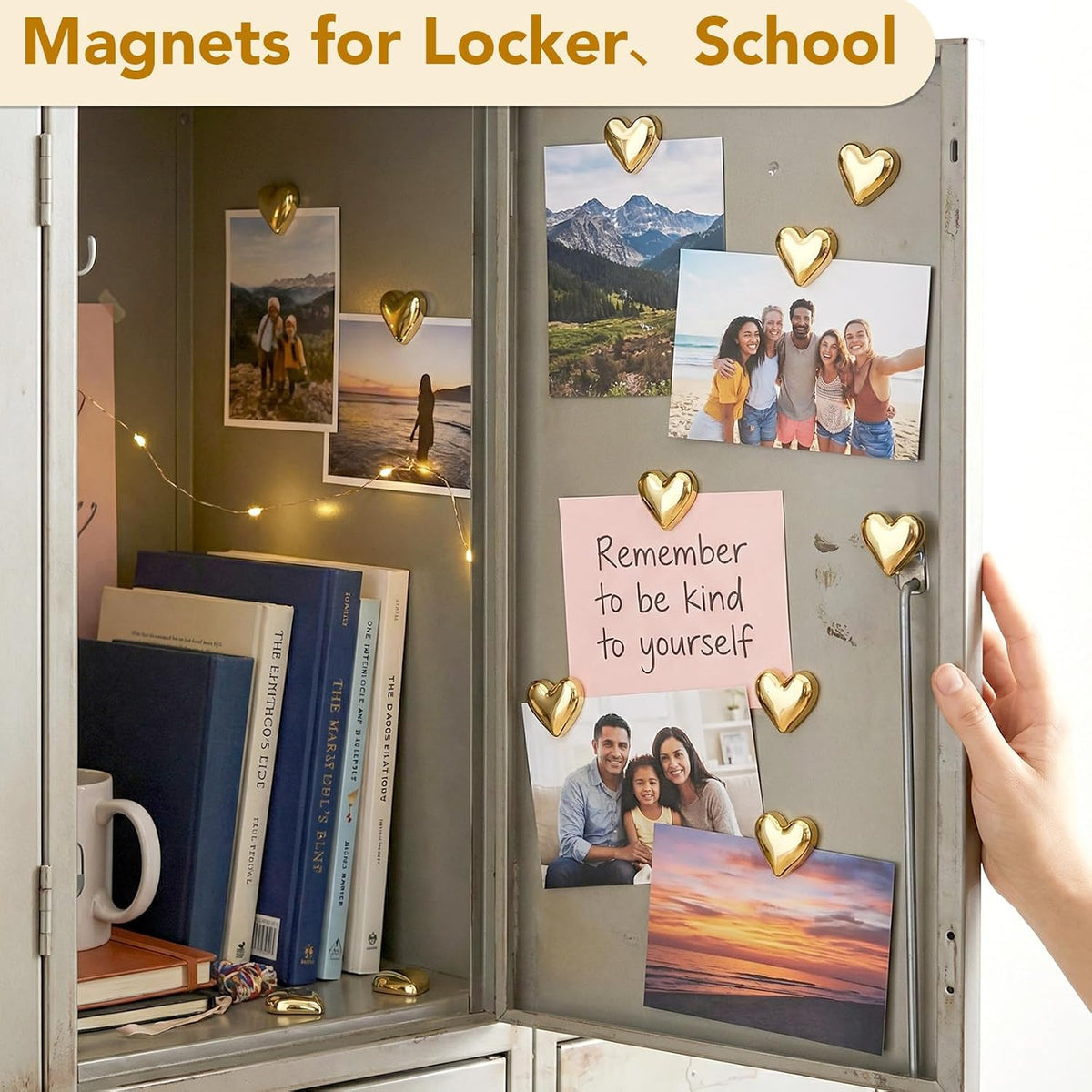 18 Pcs Heart Fridge Magnets for Refrigerator Locker Whiteboard Decor, Gold
