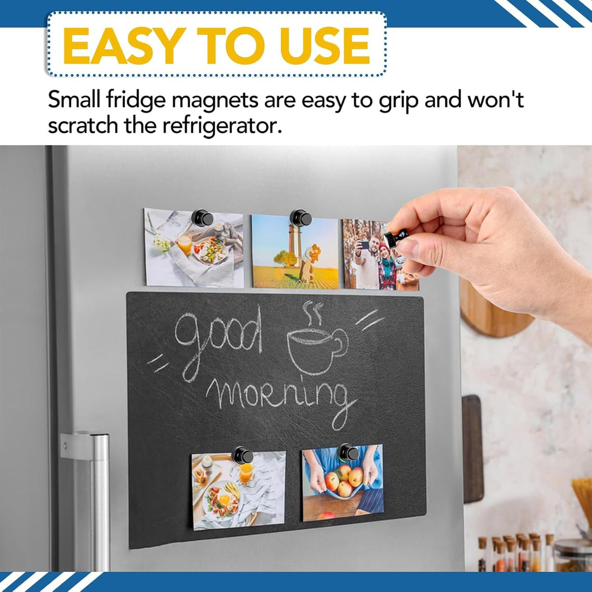 LOVIMAG Fridge Magnets 16 Pack Magnet Refrigerator Locker Whiteboard Black