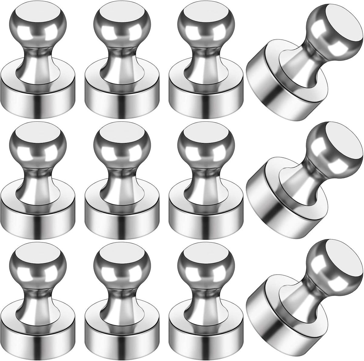 LOVIMAG Fridge Magnets 12 Pack Magnet Refrigerator Locker Whiteboard Silver