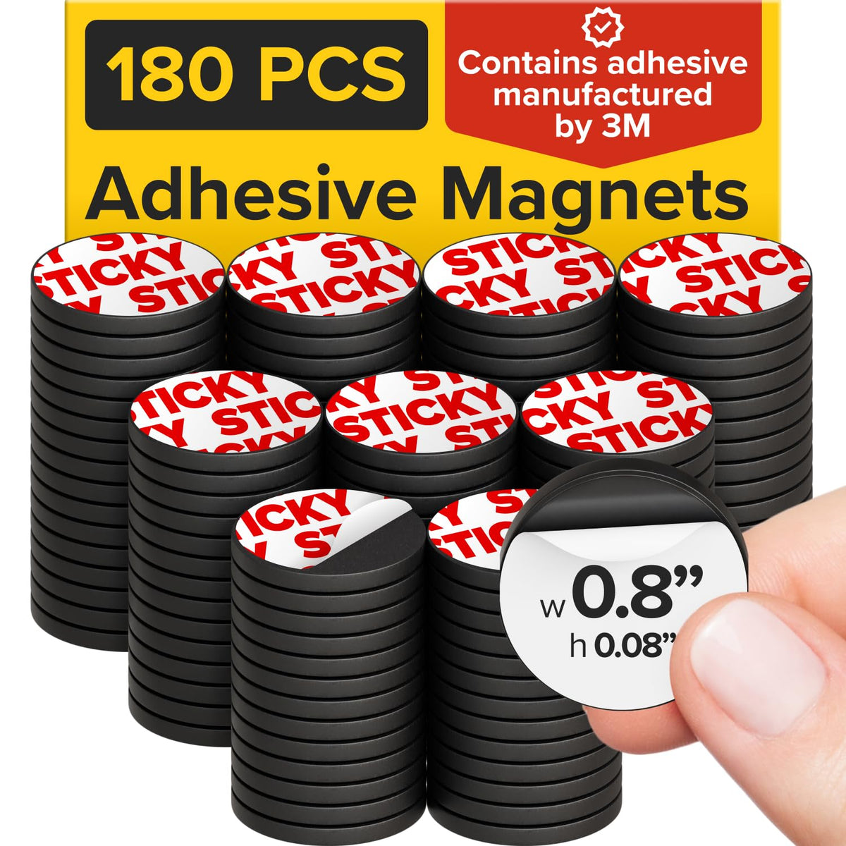 Sticky Flexible Adhesive Magnets for Crafts, 0.8"x0.08" (20x2mm), 120 pcs