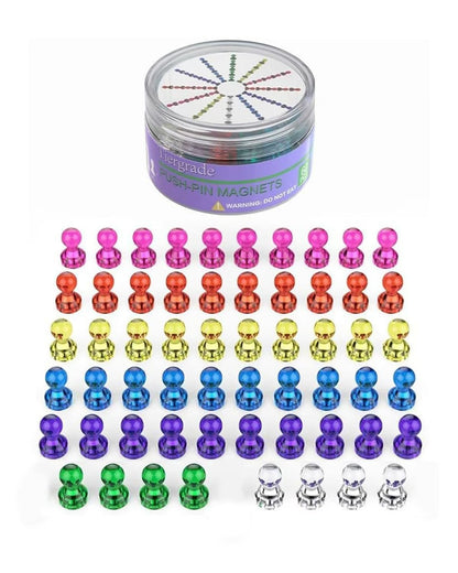 Metallic Magnets, Refrigerator Magnets, 20 Pack Black Magnetic Push Pins, Strong Fridge Magnets, Multi-use Whiteboard Magnets Perfect for Kitchen Office Classroom