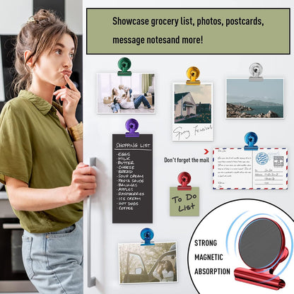 FINDMAG Fridge Magnets, Colorful Magnetic Clips for Fridge Notes, 12 Pack