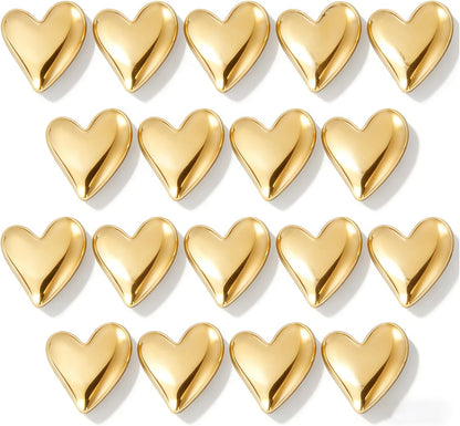 18 Pcs Heart Fridge Magnets for Refrigerator Locker Whiteboard Decor, Gold