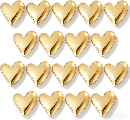 18 Pcs Heart Fridge Magnets for Refrigerator Locker Whiteboard Decor, Gold